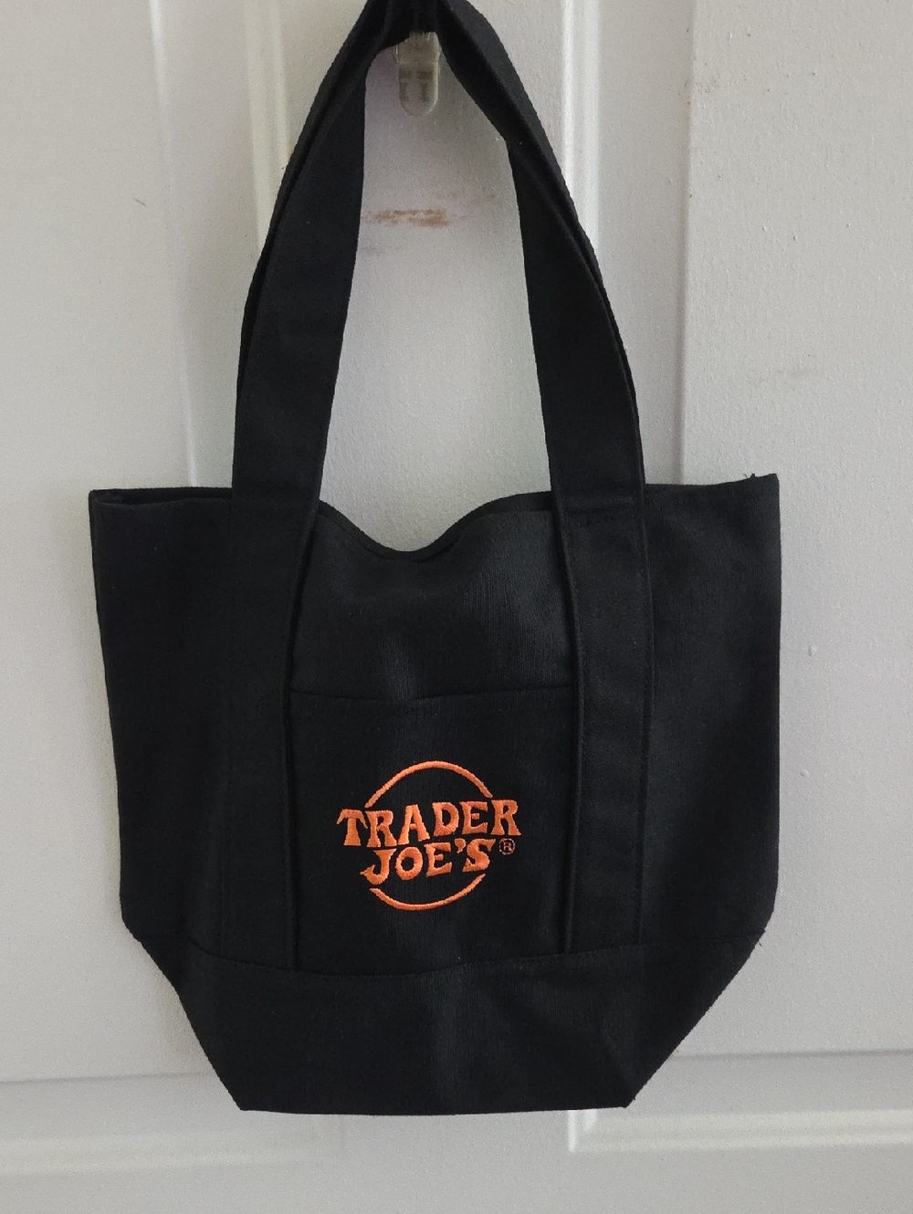 Trader Joe's Black Canvas Tote with Orange Logo